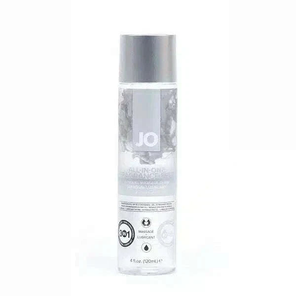 JO All In One Fragrance Free Sensual Glide Silicone bottle, premium silicone-based massage formula.