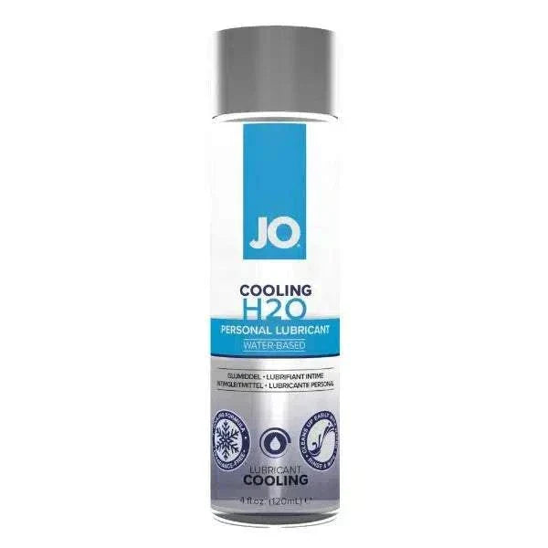 JO H2O Cooling Water-Based lubricant bottle with refreshing cooling sensation.