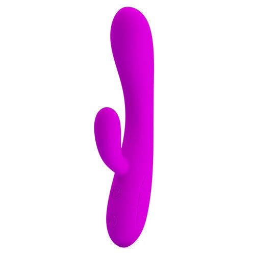 Pretty Love Victor 30 Function vibrator in pink with contoured design, offering 30 vibration functions, rechargeable and waterproof.