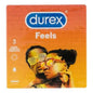 Durex Feels condoms packaging with vibrant design and branding.