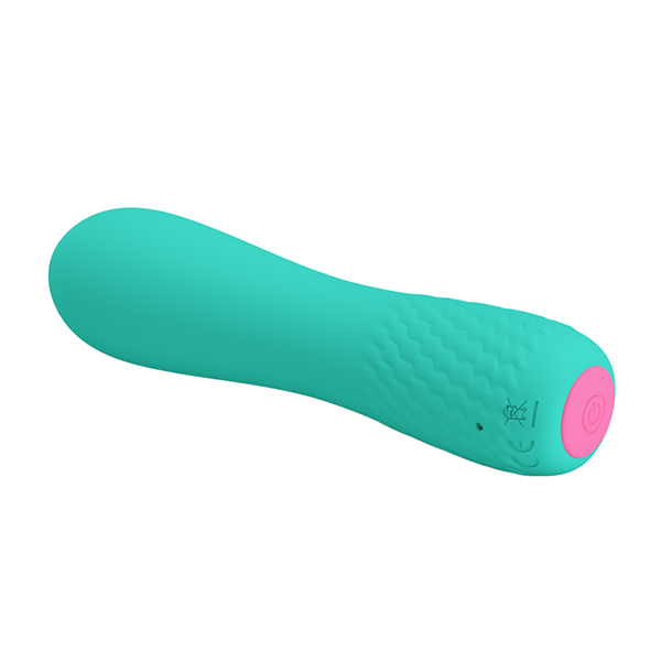 Pretty Love Elfin silicone vibrator with 12 vibration functions, ergonomic design, turquoise color.