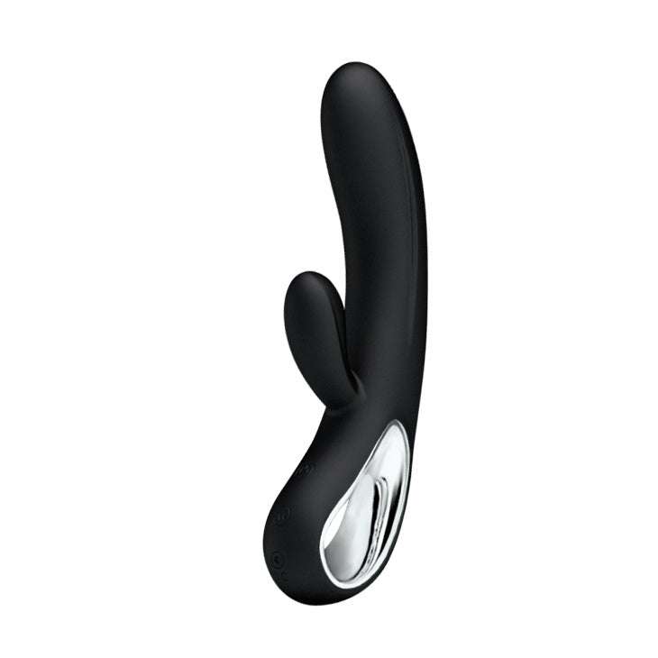 Pretty Love Elmer 12 Function Rechargeable Vibrator in black, USB rechargeable, waterproof, dual motors.