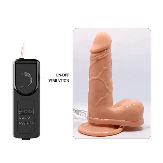 Baile Genie Multi Speed Vibration 6.1" Dildo with realistic TPR material and suction cup.