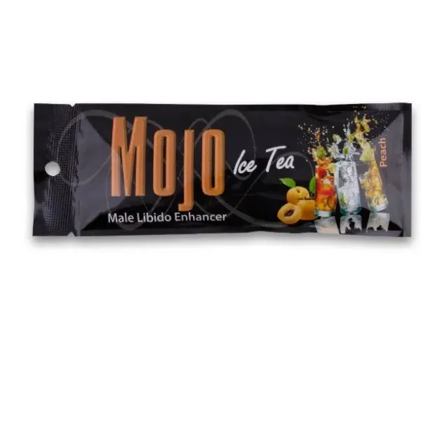 Mojo Ice Tea Peach sachet for male libido enhancement.