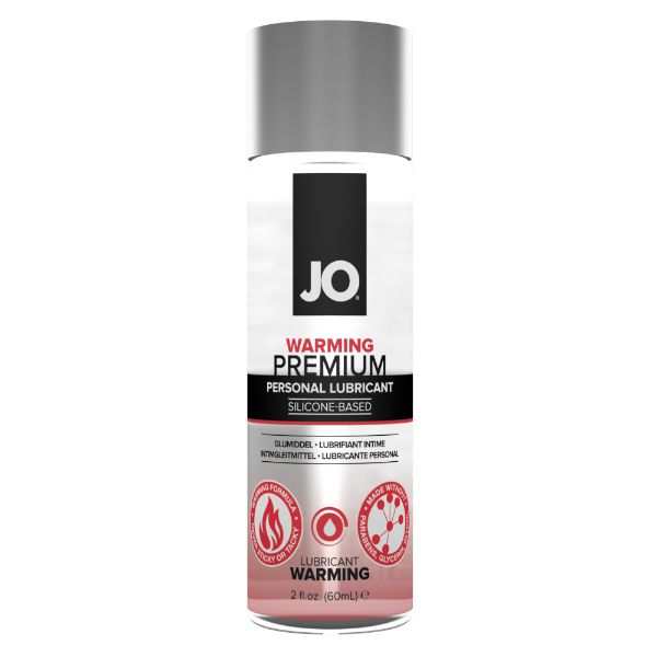 JO Premium Warming 60ml silicone-based lubricant bottle with warming sensation.