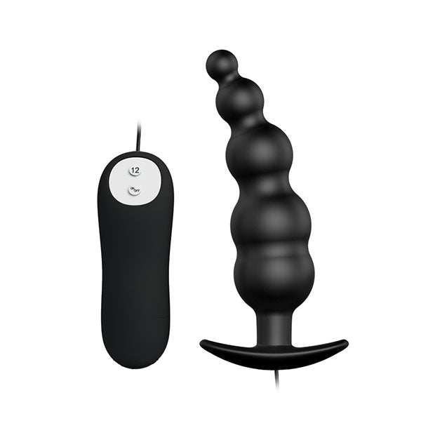 Pretty Love Vibrating Ribbed Butt Plug with remote and 12 vibration modes.