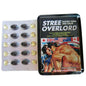 Stree Strong Overlord tablets packaging, featuring 10 tablets with international flags and product branding.